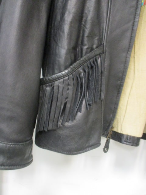 M. Julian Adventures Black Leather Fringed Motorcycle Biker Jacket - 3