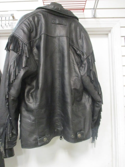 M. Julian Adventures Black Leather Fringed Motorcycle Biker Jacket - 6