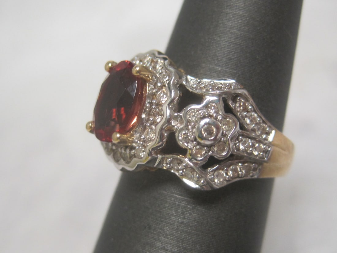 14k Gold Madeira Citrine and Diamond Ring with Diamonds - 3