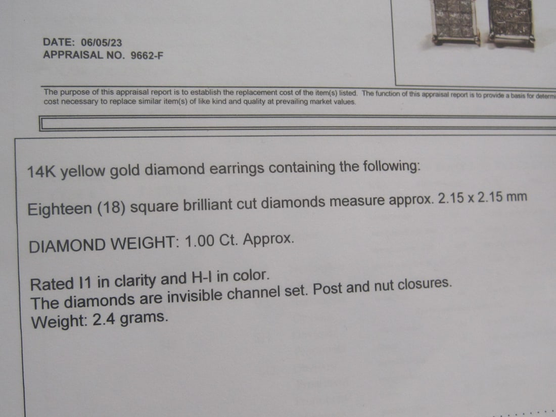 14k Gold 1 ct tw Diamond Earrings - 7