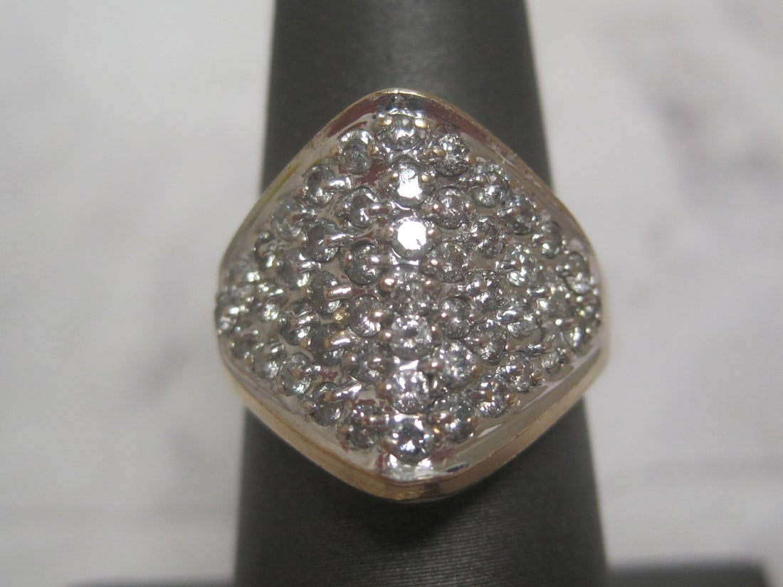 10k Gold Diamond 1 ct tw Ring: 49 round diamonds totalling 1 Carat in White & Yellow Gold. Size 7. Appraised at $1850. See Appraisal Photos for Specs