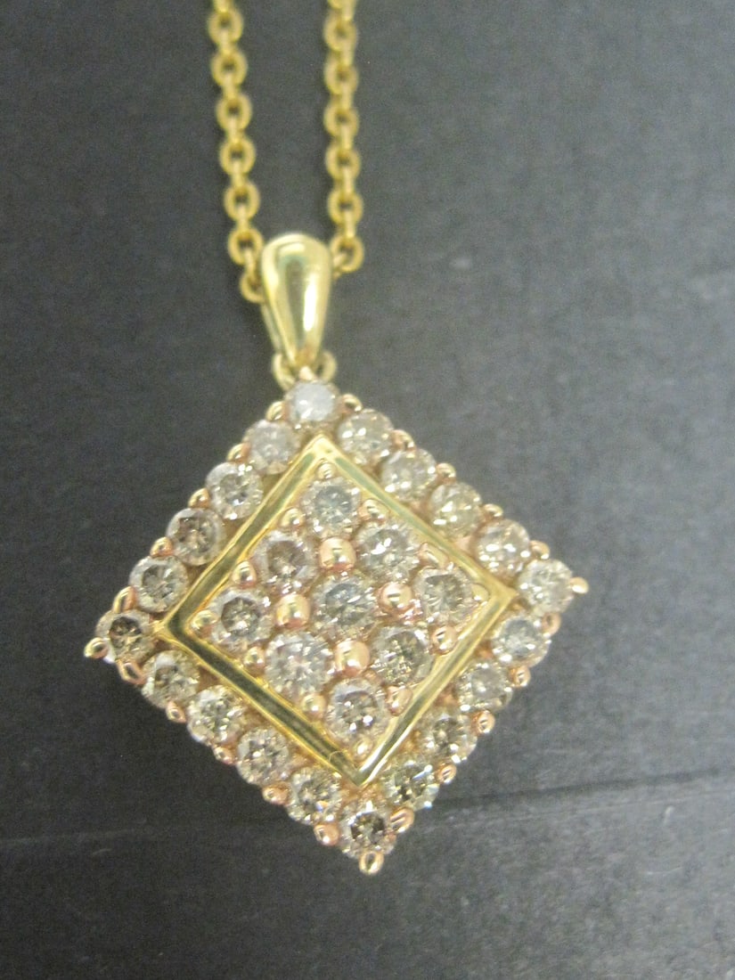 14k Gold Diamond Pendant on 22" 14k Gold Chain - 2