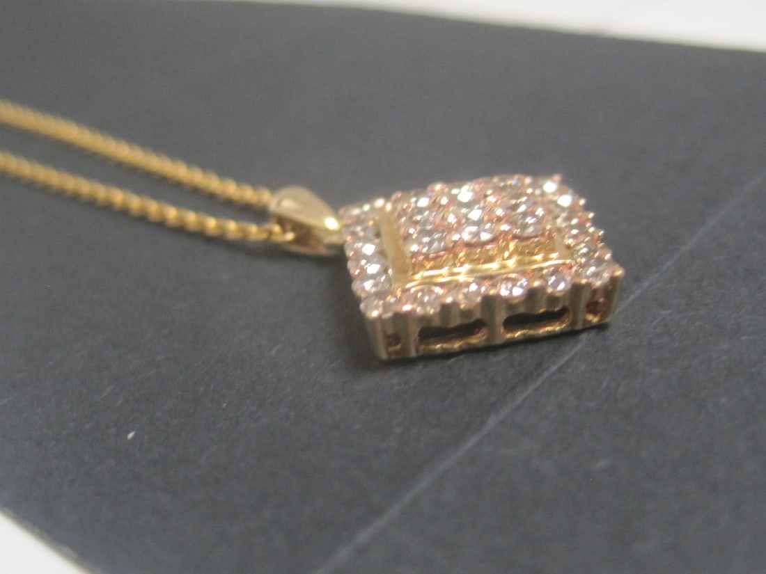 14k Gold Diamond Pendant on 22" 14k Gold Chain - 3