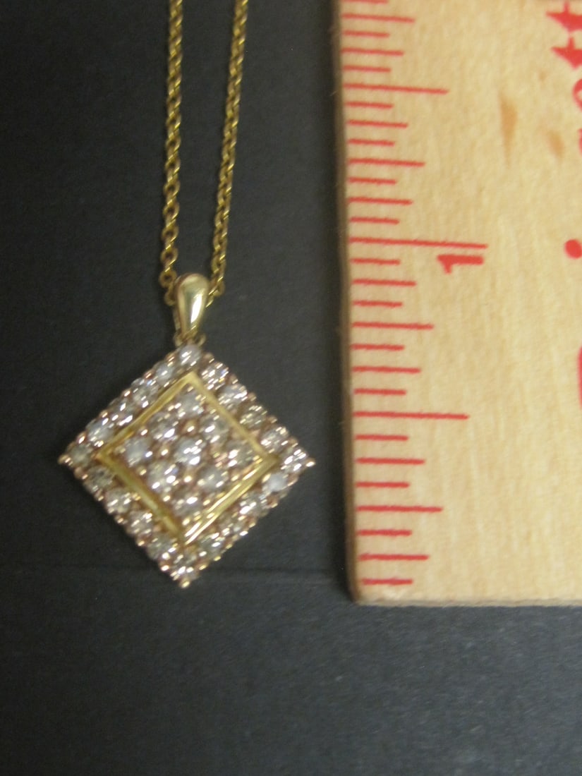 14k Gold Diamond Pendant on 22" 14k Gold Chain - 5
