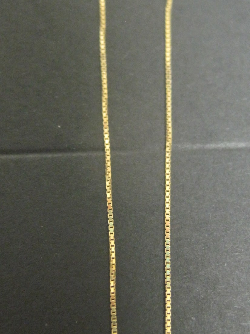 14k Gold Diamond Pendant on 18" 14k Gold Box Link Chain - 4