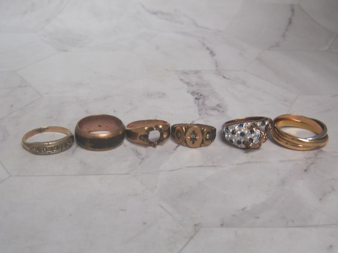 Six Gold Filled Rings/ Settings: .