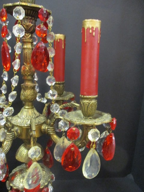 Electric Hollywood Regency Style 5 Lite Candelabra with Prisms - 3