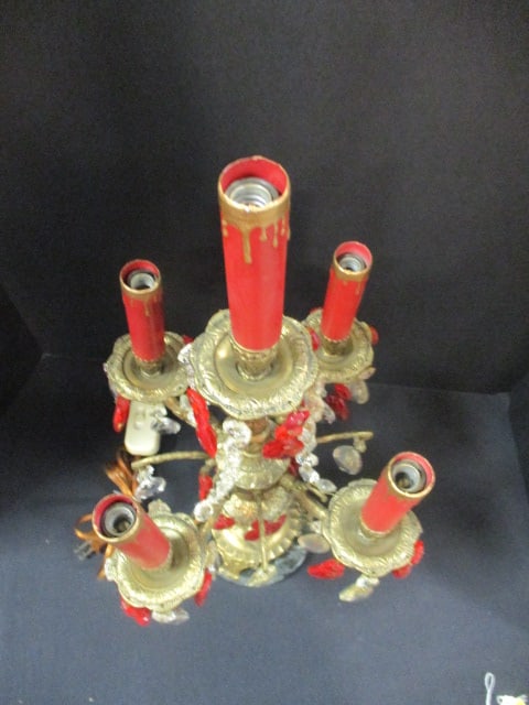 Electric Hollywood Regency Style 5 Lite Candelabra with Prisms - 5