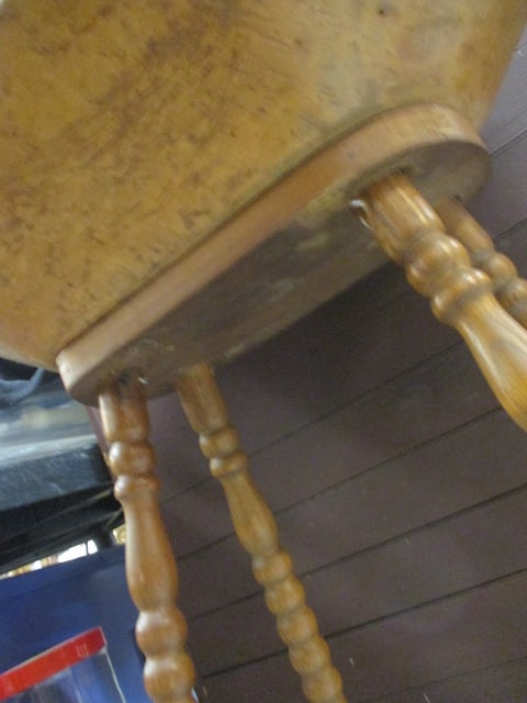Antique Free Standing Wood Dough Bowl on Turned Bobbin Spindle Legs - 3