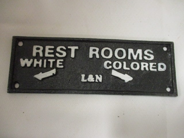 Two Handpainted Cast Metal Jim Crow Segregation Style Directional Signs - 3