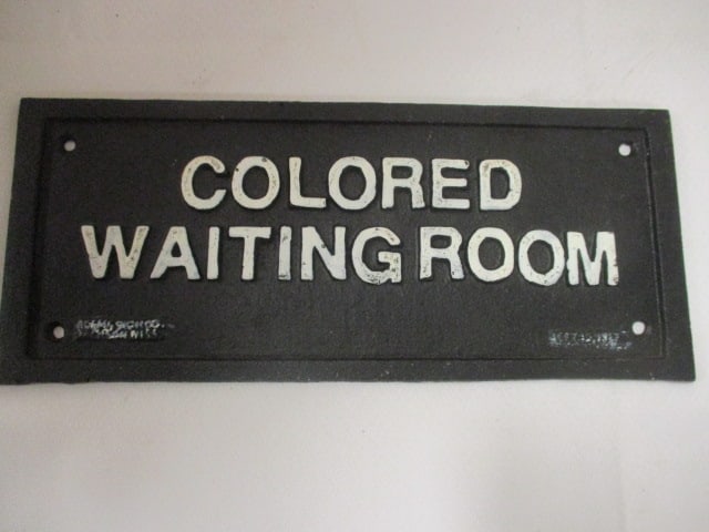 Two Handpainted Cast Metal Jim Crow Segregation Style Directional Signs - 3