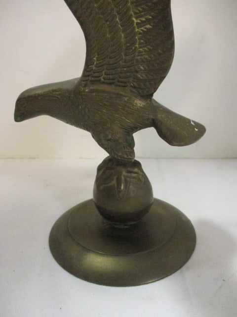 Midcentury Brass Eagle on Ball Figure - 2
