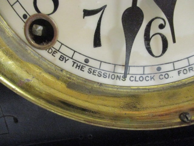 Antique Ebonized Sessions Clock Co. Pillar and Scroll Mantle Clock - 4