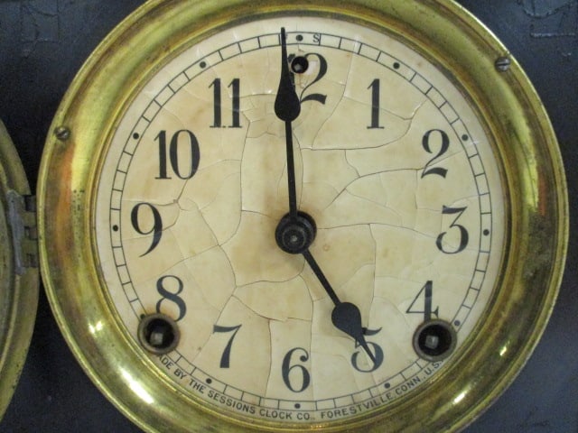 Antique Ebonized Sessions Clock Co. Pillar and Scroll Mantle Clock w/ Ring Handles - 3