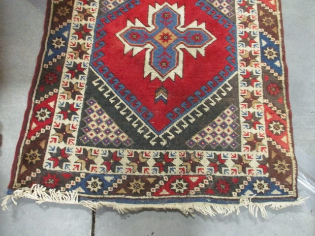 Vintage Hand Knotted Caucasian Kazak Style Geometric Design Runner - 2