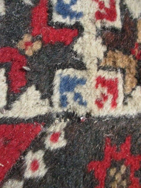 Vintage Hand Knotted Caucasian Kazak Style Geometric Design Runner - 7