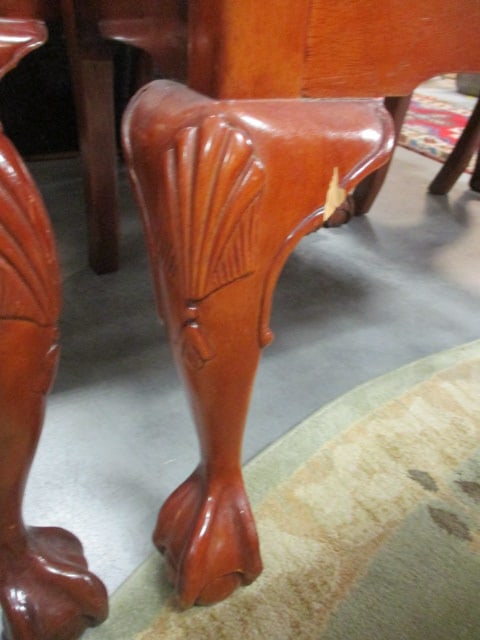 Eight Bernhardt Chippendale Style Side Chairs with Damask Fabric Seats - 4