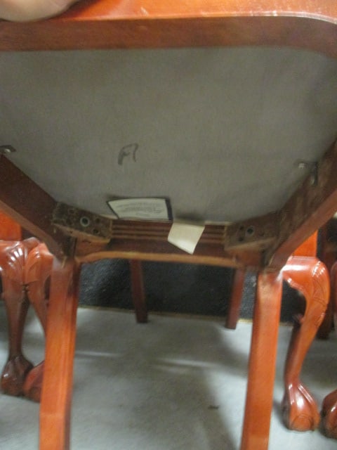 Eight Bernhardt Chippendale Style Side Chairs with Damask Fabric Seats - 5