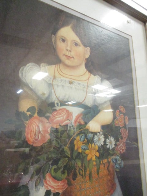 Print of "Girl with Basket of Flowers" by Hedgerow House - 2