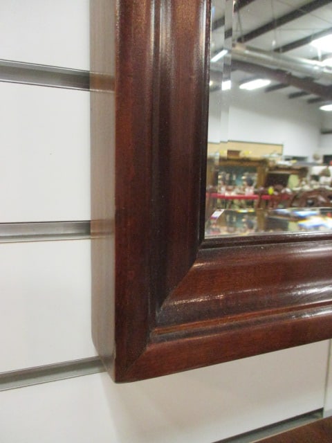 Mahogany Broken Pediment Style Beveled Mirror - 3