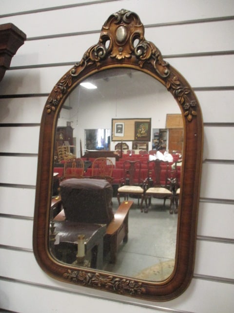 Victorian Carved Framed Arch Top Mirror: 14 1/4" x 24", some finish scuffs, Local Pickup Only