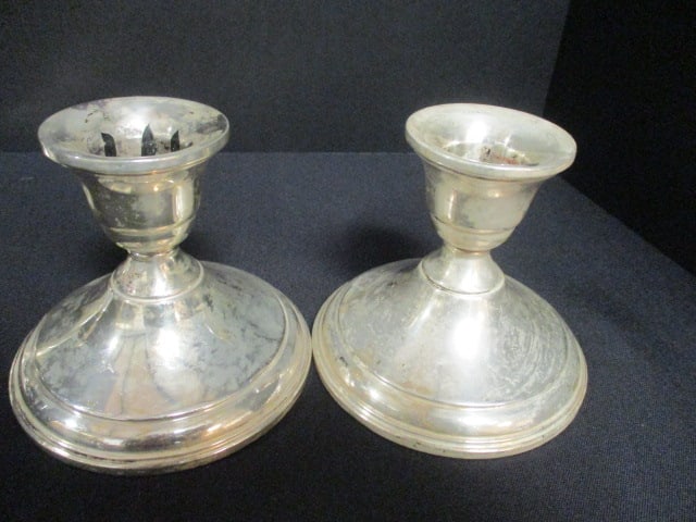 Two Pair of Weighted Sterling Candle Holders - 2