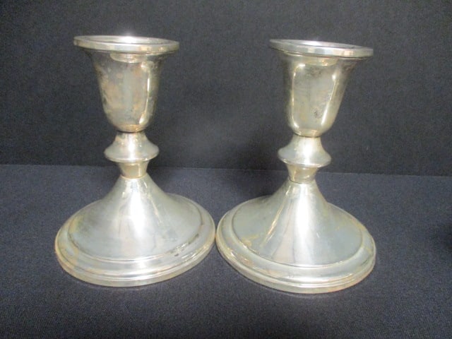Two Pair of Weighted Sterling Candle Holders - 5