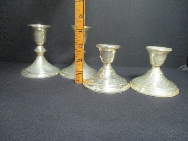 Two Pair of Weighted Sterling Candle Holders - 9