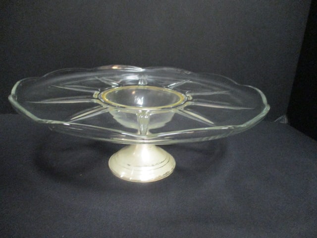 Duchin Weighted Sterling and Glass Desert Plate (1 of 6)