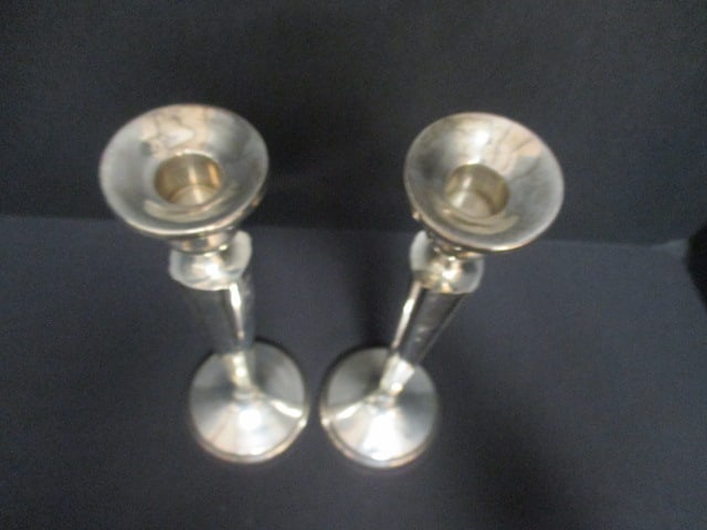 Pair of Victorian Weighted Sterling Candle Sticks - 4