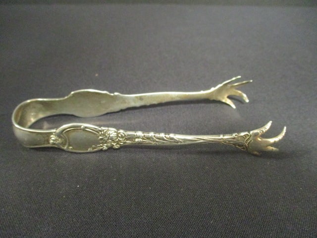 Victorian Sterling Sugar Cube Tong and Three Sterling Pins - 6