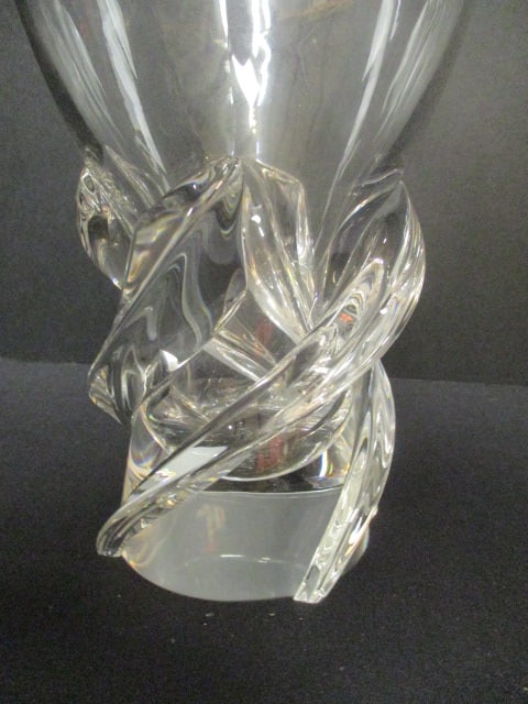 Steuben Crystal Flared Trumpet Form Vase with Sculptural Twisted Base - 2