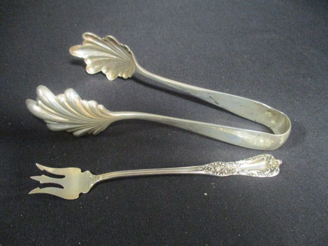 Pair of S. Kirk & Sons Sterling Tongs and Sterling Relish Fork (1 of 7)