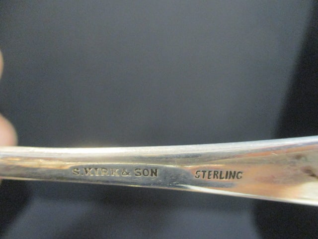 Pair of S. Kirk & Sons Sterling Tongs and Sterling Relish Fork - 7