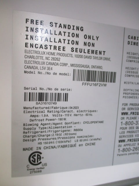 Frigidaire White Upright Freezer - 5