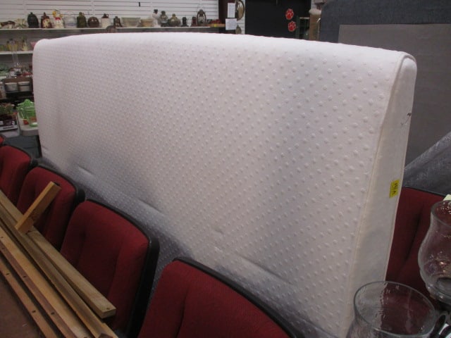 PillowSac King Size Cozy Headboard Style Backrest: White on White polka-dot pattern zip off cover, needs washing, Local Pickup Only