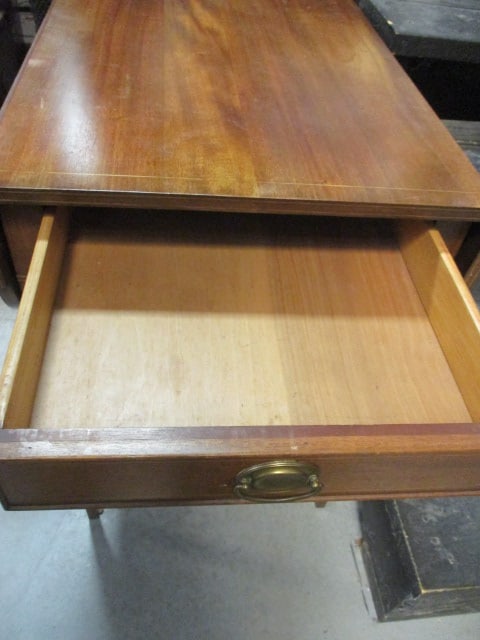 Neoclassical Style Drop Side Accent Table with Drawer - 2