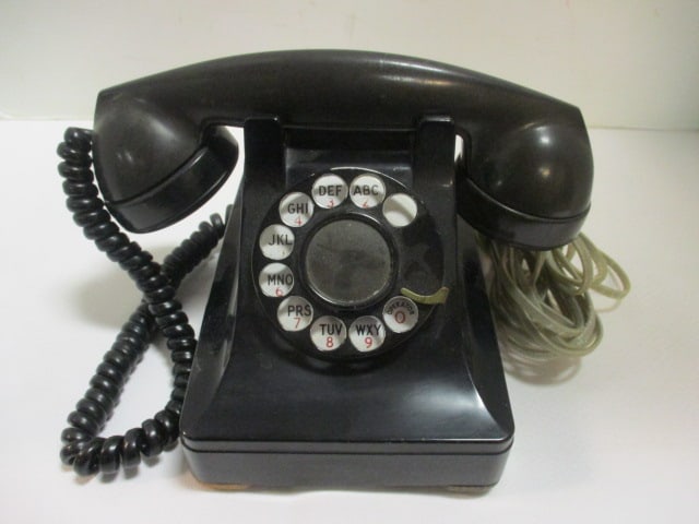 Antique Bell System by Western Electric Black Bakelite Rotary Dial Desk Phone: .