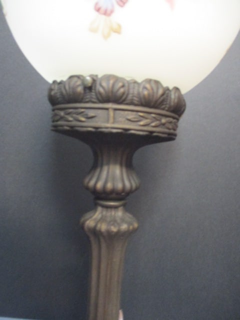 Vintage Fenton Handpainted Gone With The Wind Style Electric Parlor Lamp - 3