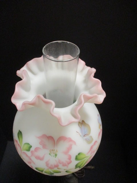 Vintage Fenton Handpainted Gone With The Wind Style Electric Parlor Lamp - 5