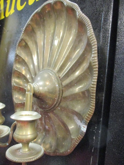 Brass Shell 2 Arm Candle Wall Sconce - 3