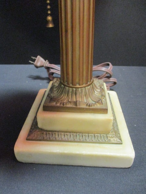 Vintage Fenton Neoclassical Style Pull Chain Electric Lamp with Cranberry Shade - 2