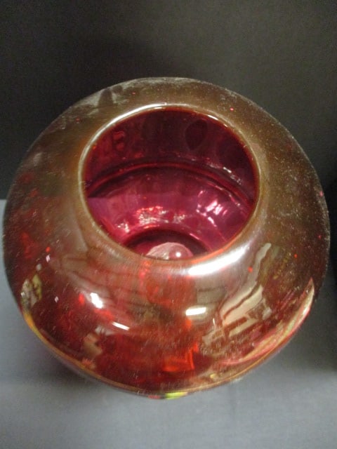 Vintage Fenton Neoclassical Style Pull Chain Electric Lamp with Cranberry Shade - 4