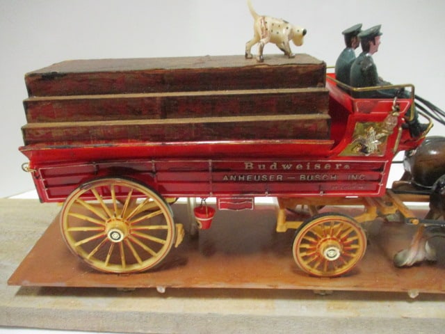 Hand Constructed Model "Budweiser" Clydesdale Drawn Beer Wagon - 6