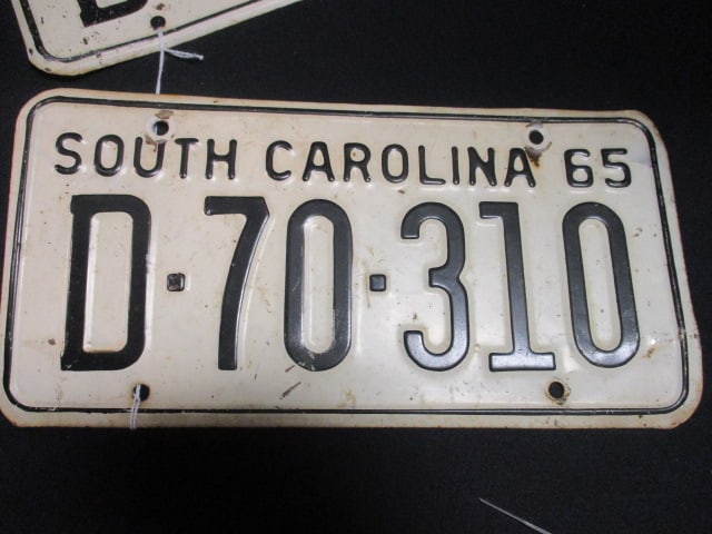 1965 South Carolina Matched Set of Embossed License Plates - 2