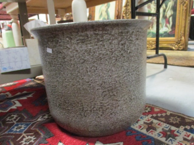 Large Glazed Stoneware Planter: 15 1/4"dia x 13 1/4"h