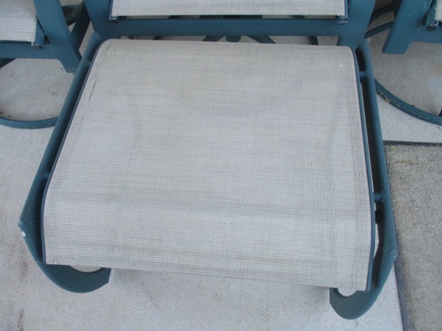 Three Green Metal High Back Swiveling Bouncy Chairs and Ottoman - 11