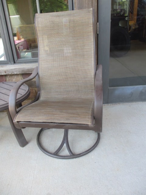 Pair of Tropitone Bronzed Metal Frame Armchairs and Round Side Table - 2