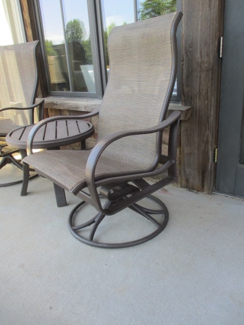 Pair of Tropitone Bronzed Metal Frame Armchairs and Round Side Table - 3