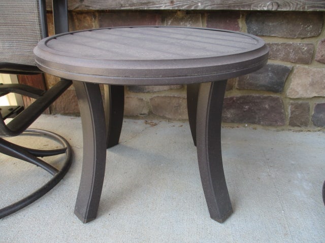 Pair of Tropitone Bronzed Metal Frame Armchairs and Round Side Table - 8